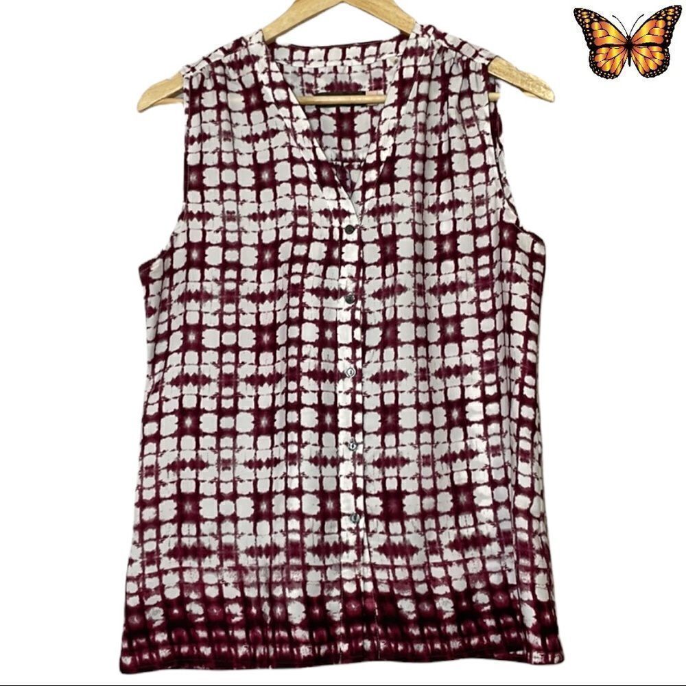 CROSBY Sleeveless Tie Dye Button Down Top Size Medium